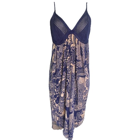 Jean Paul Gaultier Maille Femme Dress Crochet Tattoo Dress Size L Blue White JPG - Picture 1 of 14